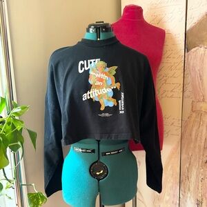 Boohoo Black Cupid graphic crop tee